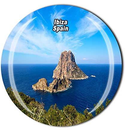 Ibiza España - Imán para nevera (cristal), diseño de recuerdo turístico