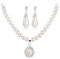 TOFBS Perlenhalskette Schmuckset Tropfenanhänger Kristall Blumen Verzierung Mehrreihig Brautschmuck Elegante Ohrringe Damen Accessoires