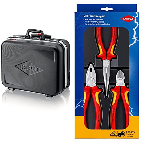 KNIPEX 00 21 06 LE Werkzeugkoffer BIG Basic Move Werkzeug-Trolley | Rollkoffer leer & Elektro-Paket 00 20 12 (SB-Karte/Blister)