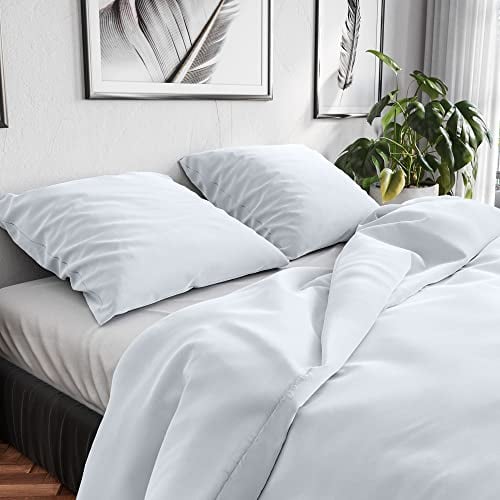 Wolkenfeld Bettwäsche 200x220 Baumwolle Weiß - Atmungsaktiv - 3teilig - 1x Bettbezug 200x220 + 2X Kissenbezug 80x80 - Weiss