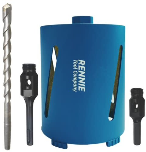 132mm x 150mm Long Diamond Core Drill Bit Set Includes SDS Adapter, Hex Shank Adapter & Centre Drill Bit. To Be Used In Concrete Masonry Brick Block Stone Granite Diamond Drill Bit Core Accessories