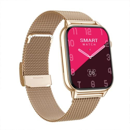XWATCH Pro Elite S4, Montre connectée, Appels, SMS, Assistant Vocal, Sport et Santé, Homme, Femme, Enfant, Autonomie 7 Jours… (Rose Bracelet Milanais)