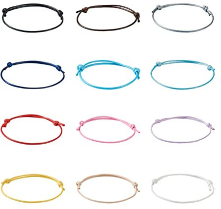Beadthoven 120pcs Waxed Polyester Cord Adjustable Bracelet Twine Beading Bracelet for DIY Macrame Friendship Bracelet Jewelry Making,12 Colors