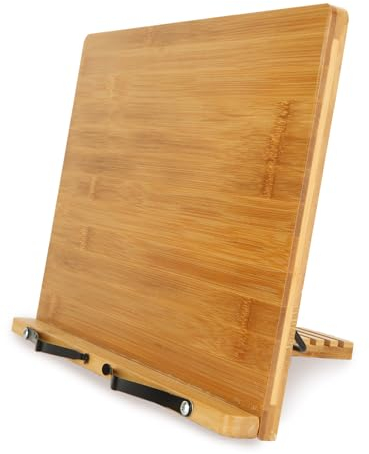 YAYODS Wood Book Stand, Book Holder, Reading Stand, Cookbook Holder, Recipe Book Stand, Wooden Book Stands for Reading, Cookbook Stand for Kitchen, Book Holder for Reading in Bed (Walnut)