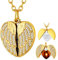 Supcare Kette für Damen Goldkette mit Gravur Halskette mit Flügel Medaillon zum Öffnen für Bilder Foto Herz Anhänger Herzkette mit CZ Amulett Kettenanhänger Bilder Locket Fotokette Schmuck für Vati