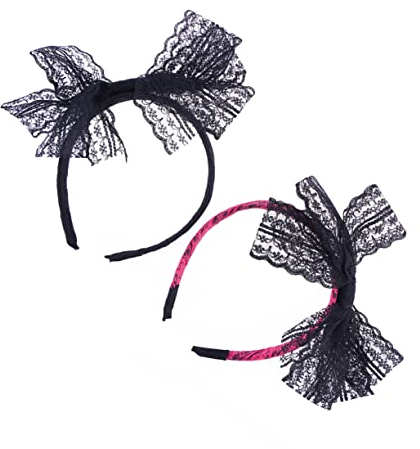 Beavorty 2 Stücke Spitze Bogen Knoten Stirnband für Frauen Mädchen Mode Bogen Haar Zubehör Mädchen