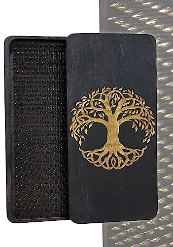 Sadhu Board für Yoga Anfänger, Yoga Board Holz für Akupressur und Meditation mit Nägeln für Tiefengewebemassage, Akupunkturmassage, Nagelabstand 0.31(8mm) (Ebony, 0.31)