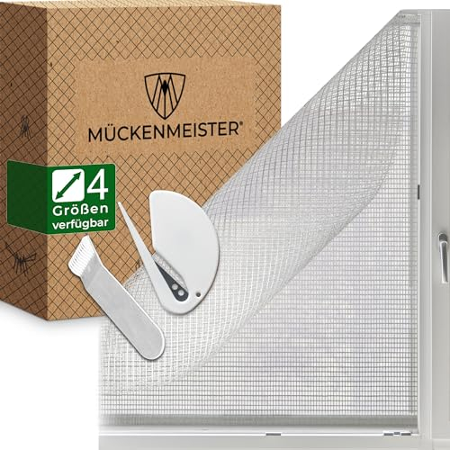 MÜCKENMEISTER® Zanzariera Finestra (130x150 cm, bianco) in fibra di vetro – Zanzariera con Velcro – Zanzariere per Finestre ritagliabile – Zanzariera Velcro per finestre con nastro adesivo