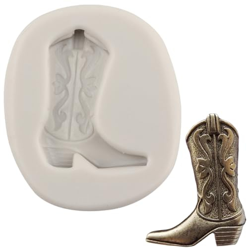 MINFEIDMS 3D Boot Silicone Molds Cowboy Boot Fondant Mold For Cake Decorating Cupcake Topper Candy Chocolate Gum Paste Polymer Clay