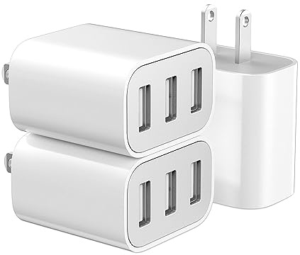 3-Port USB Wall Charger,Compatible with iPhone 14/13/12/11 Pro Max,Mini,SE,XR,XS MAX,XS, X,8 Plus, iPad Pro, Air, Mini,Samsung Galaxy S5 S6 S7 Edge,LG,Android and More (3, USB Type A)