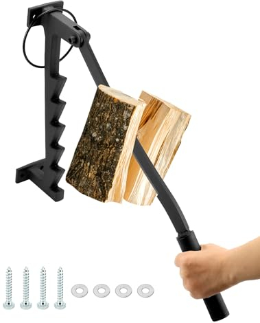 QWORK® Holzspalter Manuell, Kohlenstoffstahl Wandmontage Holzspalter Splitter, Geeignet für Outdoor, Zuhause, Camping