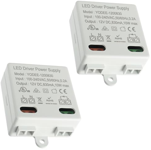 EPLZON 12V/DC 10W Mini LED Transformator LED Trafo Mini 12V/DC für 12V LED Leuchten und Stripes Klein und Flach Ohne Mindestlastanforderungen (Packung mit 2 Stück)