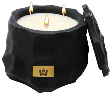 Flamestone Wachsfresser Indoor mit 3 Dochten | Betonkerze made in germany | Ø16cm Kerzenfresser indoor | Wiederbefüllbares Tischfeuer | Recycling von Kerzenwachs | auch für Outdoor (Dunkel)