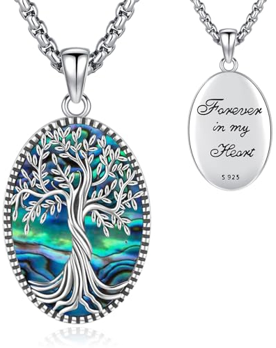 Eusense Medaillon Halskette 925 Sterling Silber Baum des Lebens Medaillon Anhänger Openable Medaillon für Bilder Foto Kette Schmuck Geschenk für Frauen Mädchen