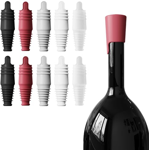 Nearockel Silikon Weinflaschenverschluss, wiederverwendbare Flaschenverschlus Crock für für Weinsammlung, Rotwein, Getränke Bier Champagner, Sektverschluss für Geschenke, Bar, Party (10 Stück)