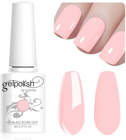 Vishine Vernis Gel Semi Permanent Macaron Pastel Rose Vernis à Ongles UV Gel Soft Bright Colors Longue Durée Soak Off Nail Art Manicure Salon 8ml LM190
