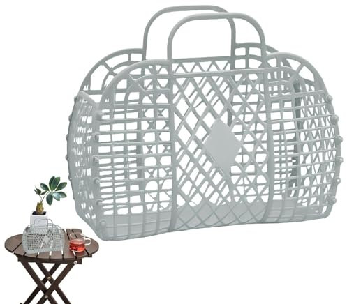 shpuuyy Strandtasche Für Kinder, Modische Kunststoff Jelly Geldbörse, Ausgehöhlter Gelee Korb, Tragbarer Retro Geleekorb Für Ostern, Für, Pool, 49,5x48cm