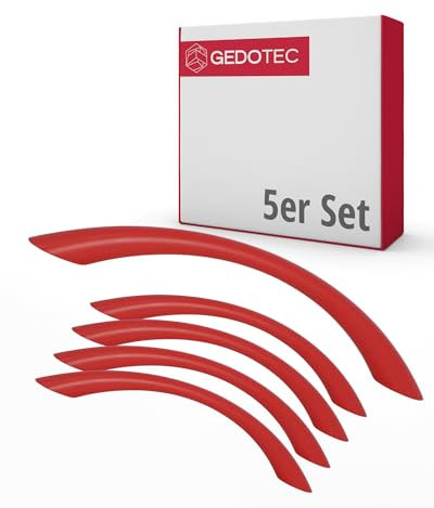 Gedotec Möbelgriffe für Kinderzimmer | Bohrabstand 128 mm | Farbe Rot | 5 Stück | Schubladengriffe Kunststoff | COLOUR | Türgriffe bunt | Möbelgriffe Kinder | schmale Griffe Möbel | Türgriffe Schrank