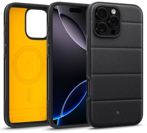 Caseology Athlex Mag für iPhone 16 Pro Max Hülle [Sandsteinstruktur für Kratzfestigkeit] Magnetische Schutzhülle mit Fallschutz in Militärqualität für iPhone 16 Pro Max –Active Black