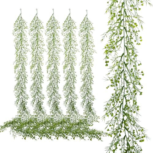 YVONNEYI Künstliche Girlande 1.7m (6 Stück) - Hängende Blätter Girlande Grün - Künstliche Ranken für Hochzeit, Balkon & Zimmer | Wanddeko, Gartendeko & Tischdeko, Indoor/Outdoor - 040