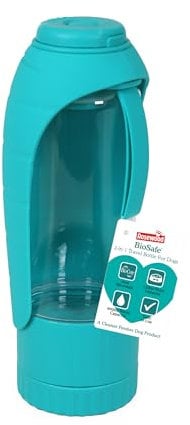 Rosewood BioSafe 2-in-1 Dog Travel Bottle with Flip-Up Silicone Bowl & Treat Dispenser, Portable Water Bottle for Dogs, BioCote Technology for Germ-Free Feeding, Ideal for Walking, Hiking, Traveling