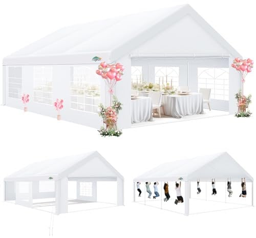 COBIZI Partyzelt 6x6,Metall Gestell Gartenzelt,Pavillon Wasserdicht verdickte PE-Plane,Robustes Zelt mit Vier Windleinen,UV-Schutz 50+, Große Luxus Hochzeitszelt Gartenpavillon 36m²,Weiß