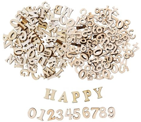 JOYOLA 408 Stück Holzbuchstaben und Zahlen, 15mm Buchstaben A-Z, Zahlen 0-9, Mini Hölzerne Großbuchstaben für Kunsthandwerk, Hochzeit, DIY Dekoration
