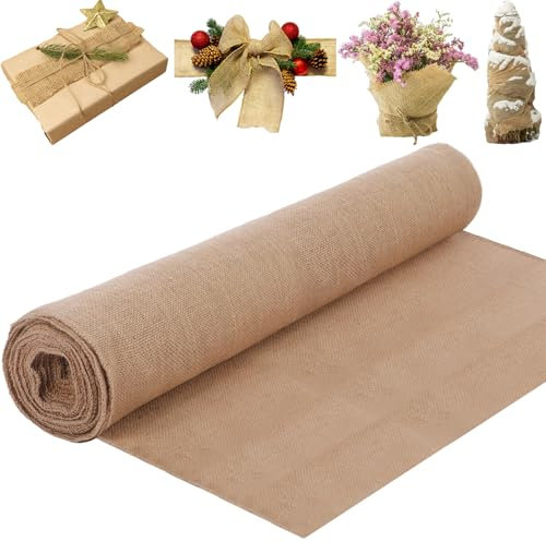 Tranqun Jute-Stoffrolle, Gartenarbeit, lange Baumwickelrollen, Mehrzweck-Jutefaser-Material für Gartenarbeit, Bäume, Hochzeiten, Party-Dekoration, 101,6 cm x 45,7 m