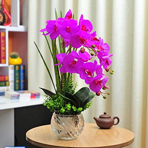 Fiore artificiale in vaso Phalaenopsis Orchidea Composizione floreale artificiale, Orchidee finte in PU con vaso di vetro, Centrotavola per tavolo da pranzo per feste di matrimonio Pianta artificiale