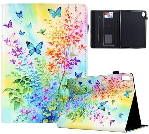 TEDTIKJT Cover para iPad 10th Generation 10.9 2022 Funda Carcasa PU Cuero Flip Protectora Cover con Soporte Función Funda Tablet para iPad 10.9 10th Gen Cover,Flores de Colores