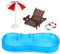 DRESSOOS 1 Set Miniatur Puppenhaus Schwimmbad Zubehör Set Strandkorb Für Mini Möbel Dekorationen