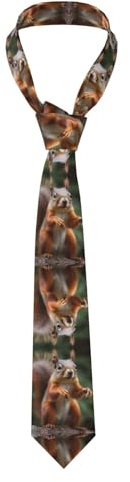 GBCDEDSL Lustige Krawatte mit Eichhörnchen-Motiv, Polyester, voll bedruckt, Herren-Krawatte, bedruckte Seidenkrawatte, Vatertagsgeschenk, Herrenprodukte, Schwarz , Einheitsgröße