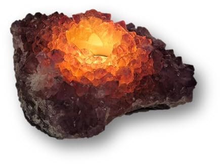 Amethyst Kerzenhalter, Amethyst Rohstein Teelicht, Teelichthalter aus Naturstein (L-108)
