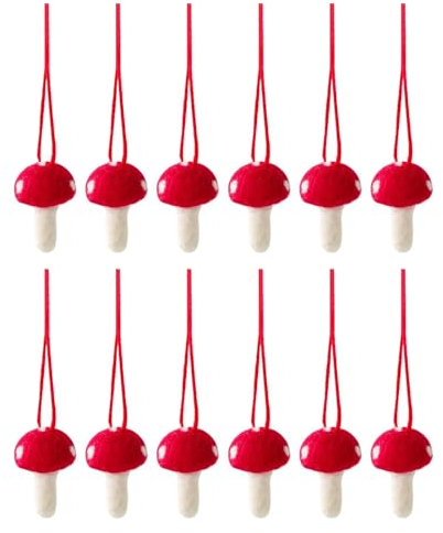 Weihnachts-Pilz-Dekorationen, Christbaumschmuck, Filz-Pilz - Weihnachtsbaumschmuck Wollgefilzte Pilzornamente | Pilzornamente mit Seil für Weihnachten, Hochzeit, Urlaub, Alltag