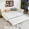 A ALFRESCOOL Polsterbett 140 * 200, Ausziehbares Schlafsofa, Multifunktionsbett mit Lattenrost, Jugendbetten Kinderbetten Gästebetten, Samtstoff Beige