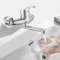 Grifo de pared bajo modelo,mezclador empotrado,con caño giratorio 17.5cm,Monomando fregadero,para fregadero de cocina,cuarto de baño