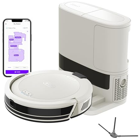 Shark Navigator | Robot Vacuum Cleaner with Powerful Suction for Pet Hair, Rugs, Carpets & Hard Floors | Bagless Self-Empty Base | 30-Day Capacity | SmartPath LiDAR Navigation | White | AV2110S 