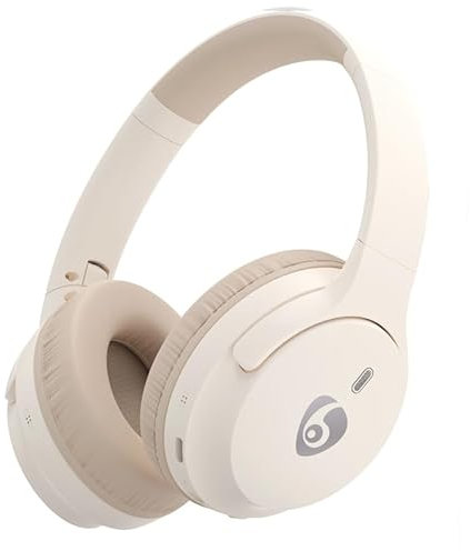 RigWig FV89 Wireless Bluetooth Headphone V5.4 Stereo - Built-in Microphone, 10Hrs Playtime, Lightweight Comfort Fit, Noise Isolation, Foldable Design, HD Sound Quality (Beige)