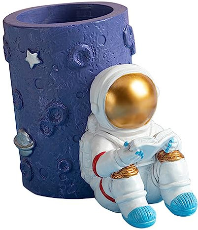 Angoily Portapenne Astronauta in Resina Decorazione Da Tavolo Capacità Media Portaoggetti Per Penne e Pennelli Regalo Compleanno Ragazzo Ragazza Ufficio Casa