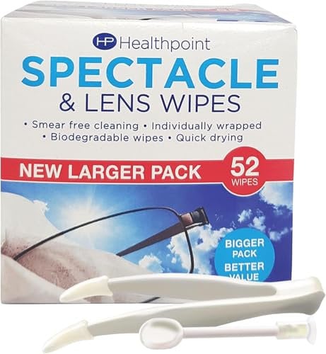 Healthpoint Glasses Wipes & Contact Lens Applicator – 1040 Individually Wrapped Lens Wipes (20 Packs of 52) – Quick Drying, Smear-Free Cleaning Cameras, Binoculars & Smartphone | SterlingSquare