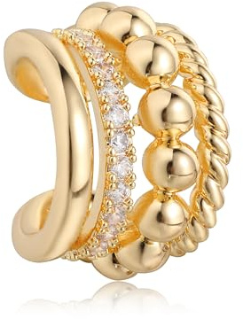 Jenosy Gold Ear Cuff Damen Nicht Piercing Öffnen Wrap Ohrringe 18K Vergoldet Zirconia Ohrmanschette Gold Handmake Schmuck Geschenk für Frauen