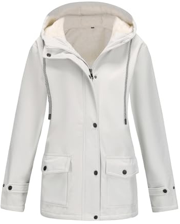 Ynport Crefreak Veste Imperméable pour Femmes avec Doublure en Polaire, à Capuche, Légère, Chaude, Idéale pour l'hiver, Veste de Pluie avec Fermeture éclair, Coupe-vent d'extérieur