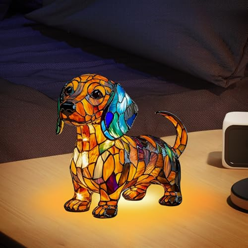 TZQFROCE Dackel Nachtlicht Hundeserie LED Lampe Niedliche Vintage-Tischlampe Haustier Dekolampe 3D Tischlampe Wohndekor für Schlafzimmerbeleuchtung für Katzen & Hundeliebhaber