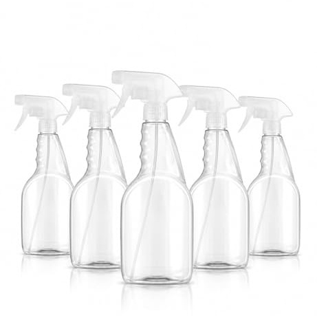 6 Pack 750ml Empty Spray Bottles with Trigger Sprayers – Refillable Clear Plastic Spray Bottles for Cleaning, Gardening, Hair & Household Use