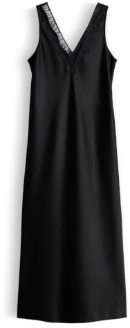 someday Damen Midikleid | Feminines Satinkleid mit feiner Spitze Black, 36