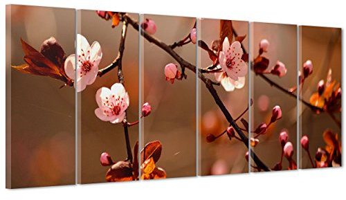 ConKrea Quadro su Tela Canvas - INTELAIATO - Pronto da Appendere - Albero Ciliegio in Fiore - Giappone Giapponese Sakura - 190x70cm (cod.1782)