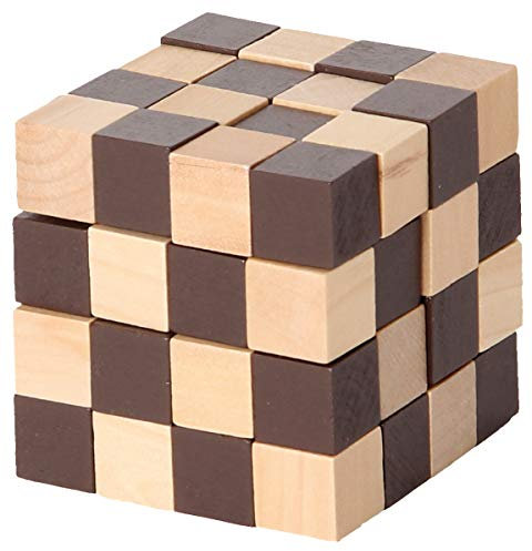 Bartl 111081 Schlangenwürfel Knobelspiel 4 x 4 x 4 Dunkelbraun-Natur