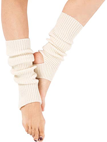 Taigood Damen Mädchen Ballettstulpen mit Fersenloch Beinwärmer Ballett Stulpen Legwarmer Armstulpen ca. 43 cm 80er Jahre 1980er Jahre Beige One size