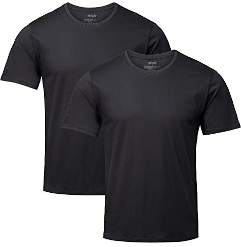 DANISH ENDURANCE Men's T-Shirts, Organic Cotton T-Shirts for Men, Multipack, Crew Neck, Short Sleeve, Premium Soft Blend, 2-Pack - Jet Black, M