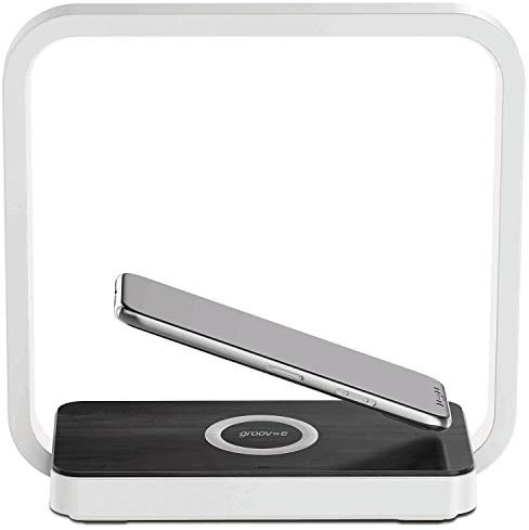 Groov-e Artemis Wireless Charging Station with LED Touch Light - 2-in-1 Charger & Lamp with 3 Levels of Brightness - Suitable For House Or Office - White